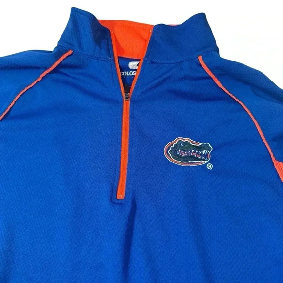 Florida Gators 1/4 Zip Shirt Adult M Blue Orange Long Sleeve Pullover Mens - Picture 3 of 12